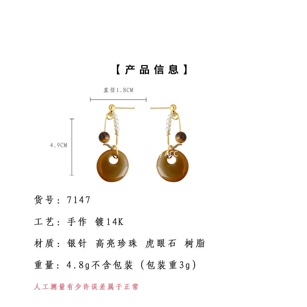 A廠-美拉德風文藝復古設計師款手工耳環秋冬新款原廠耳環工廠飾品批發「7147」25.11-4