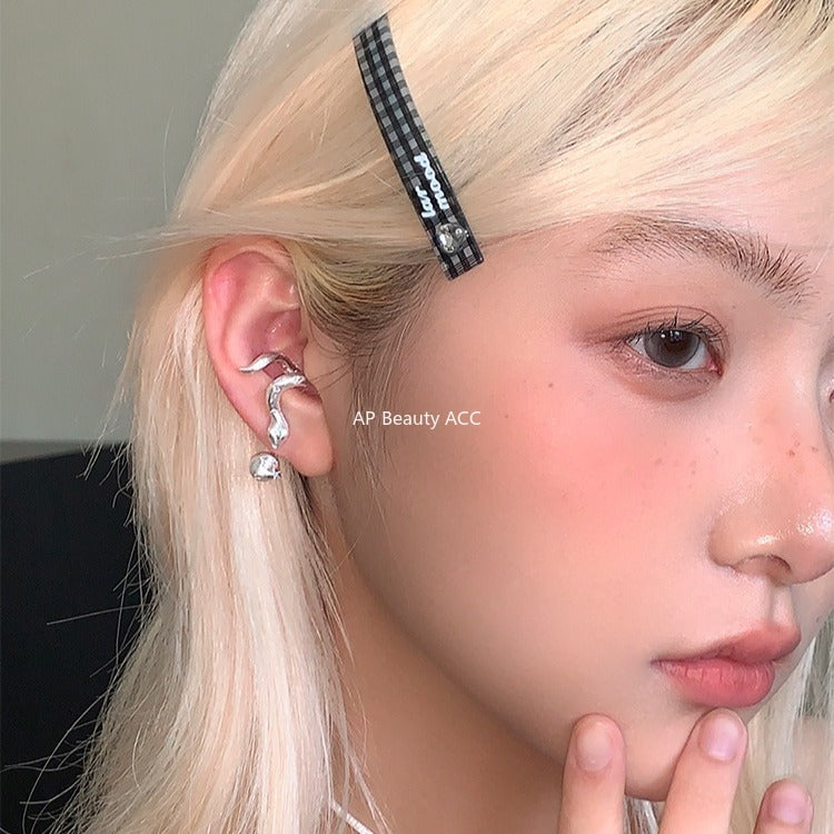C廠-精緻甜美童趣風小蛇追蘋果銀針耳釘女小眾獨特高級感耳環秋冬耳飾「EH-4118」25.11-1