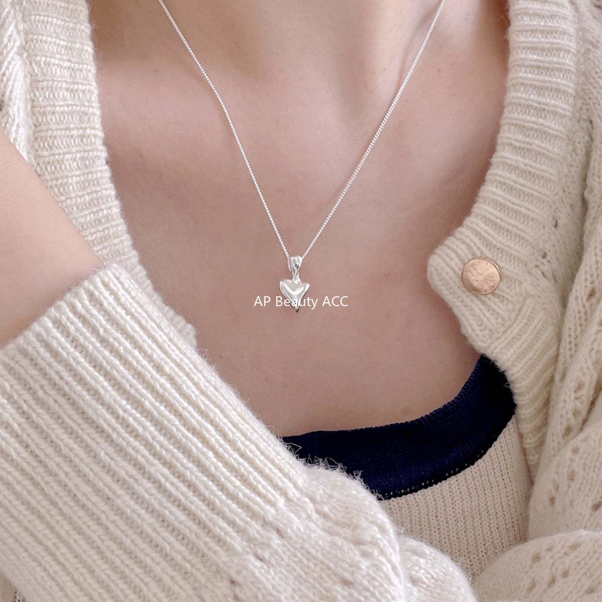 F廠-韓國韓版925純銀不規則愛心項鍊簡約ins網紅小紅書項鍊「B1195」25.12-2