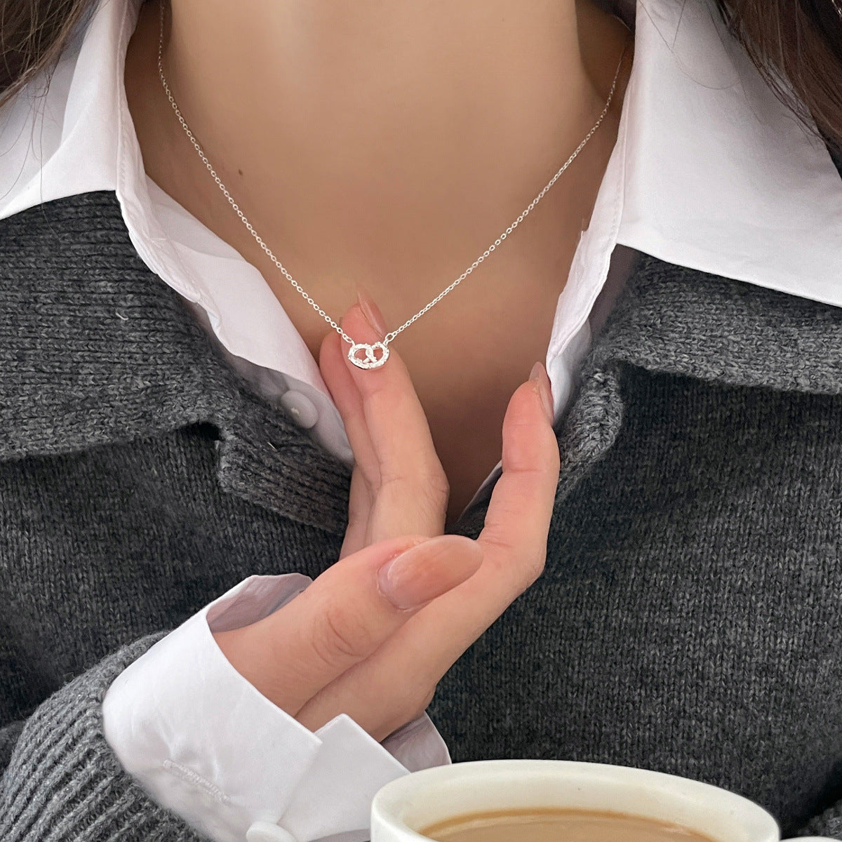 C廠-925純銀鹼水結愛心項鍊女小眾設計高級時髦百搭INS風新款鎖骨鏈「XL-1089」25.05-4
