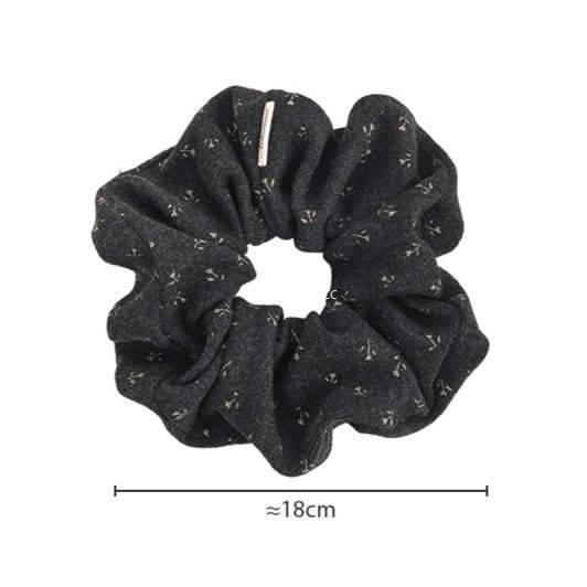 E廠-韓系小碎花針織大腸髮圈高級感印花髮繩復古氣質馬尾皮筋頭繩頭花「27618」25.10-5