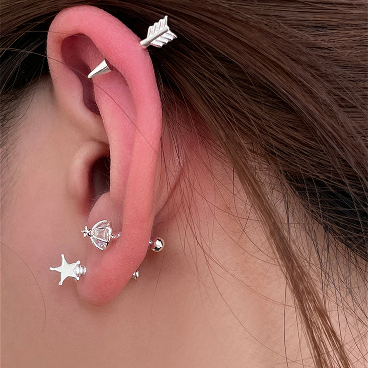 C廠-精緻甜酷風蝴蝶耳釘女可愛少女百搭星星銀針耳骨釘小眾高級感耳飾「EH-3792」25.08-4