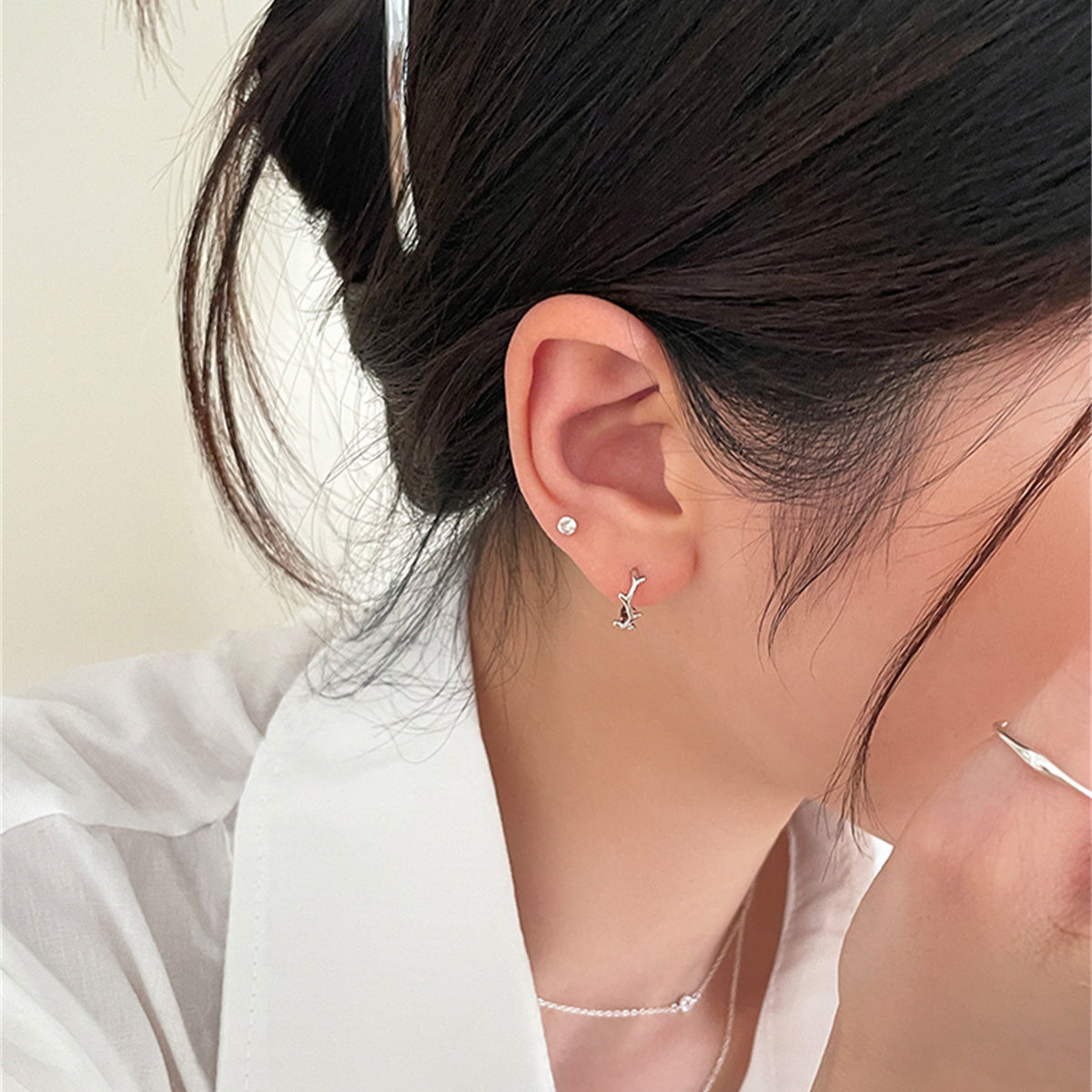 C廠-森系百搭極簡風樹枝耳環女小眾設計高級感銀針耳圈韓系小清新耳飾「EH-3769」25.08-5