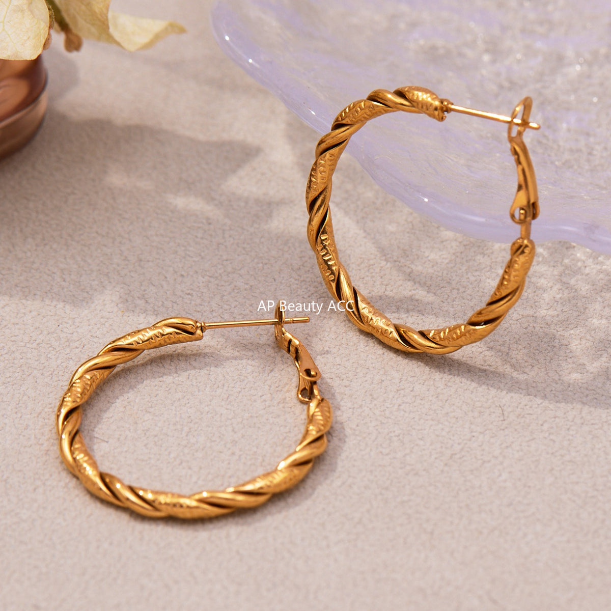 B廠-ins風小眾設計三層愛心形耳環不鏽鋼18k鍍金耳釘不掉色耳飾「F753」25.11-1