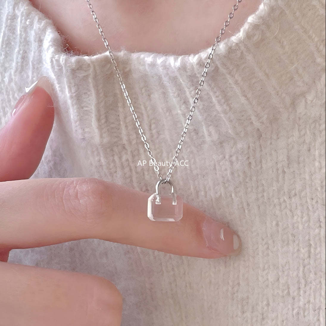 F廠-韓國韓版925純銀鎖頭項鍊簡約氣質百搭ins小紅書項鍊「B1386」25.11-4