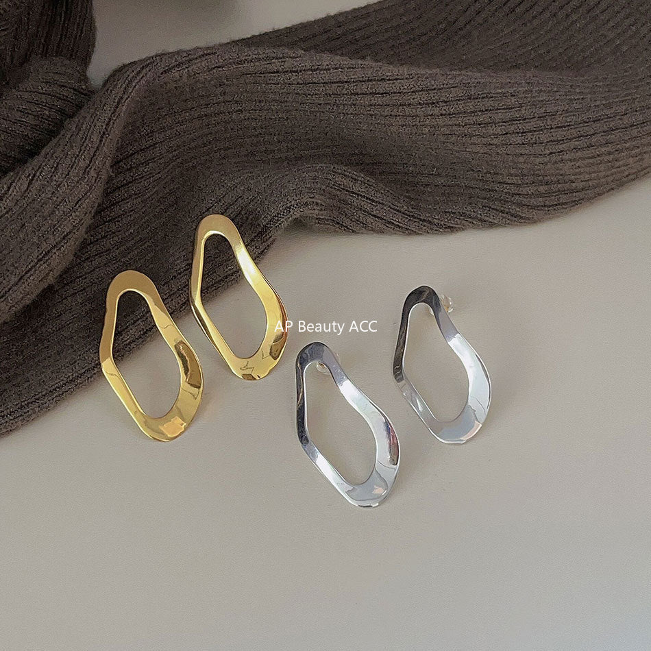 F廠-韓國韓版女925純銀耳釘INS風格設計師不規則造型耳環耳墜網紅耳飾「C588」25.11-1