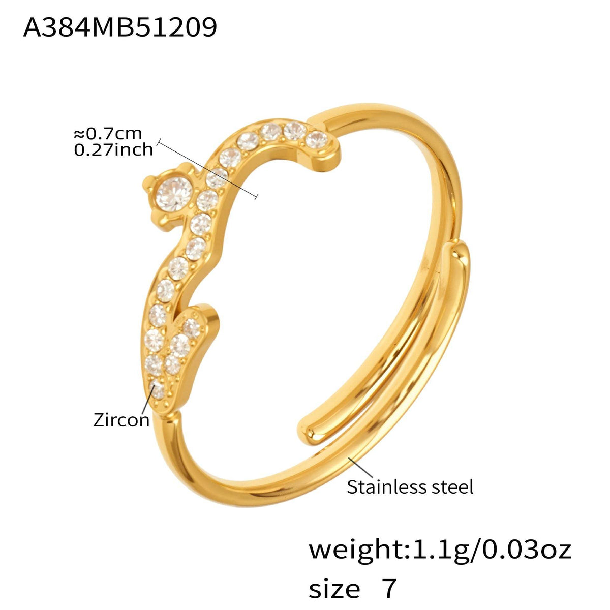 B廠-不鏽鋼細鑽鑲嵌鋯石開口戒指組合鍍18k真金INS小眾時尚設計手飾品「A382-A-A622-A674」25.12-3