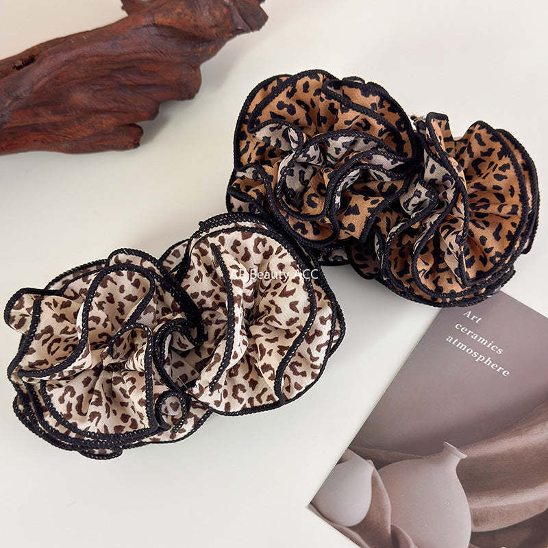 E廠-復古裙擺立體豹紋花朵香蕉夾髮卡增高馬尾竪夾髮爪盤髮橫夾髮飾品「27718」25.11-4