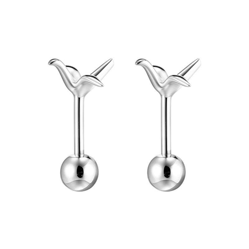 C廠-925純銀千紙鶴耳釘秋冬高級感小眾時尚耳環精緻百搭極簡日常耳飾「EH-4327」25.12-1