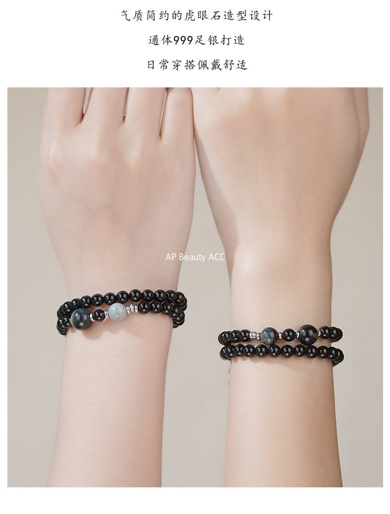 D廠-S999足銀男女雙層情侶手鍊古風幾何手串飾品溫柔個性手飾「YC4870SL_1」25.11-2