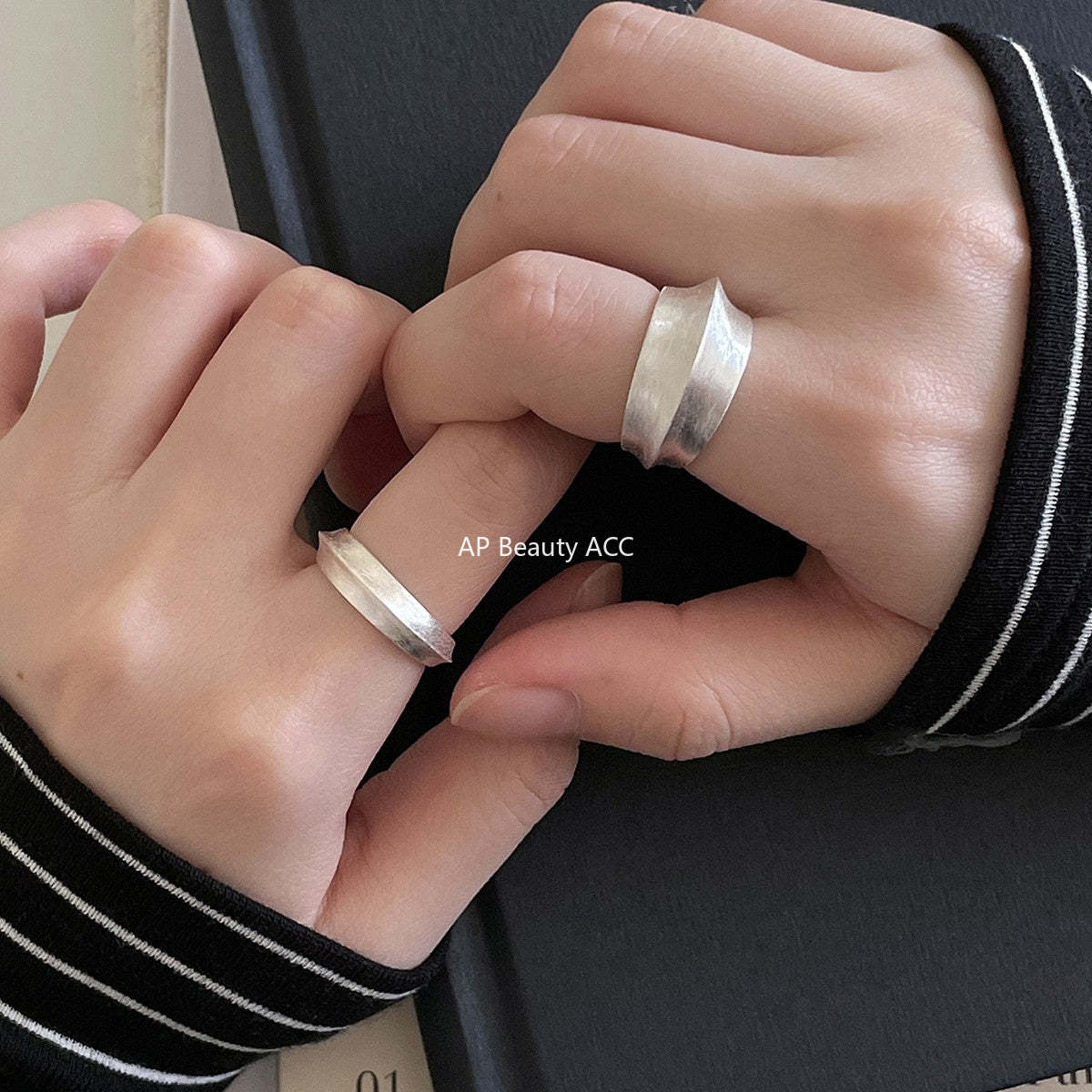 C廠-小眾清冷感磨砂素圈戒指女輕奢高級感ins食指戒百搭設計氣質指環「JZ-0729」25.11-3