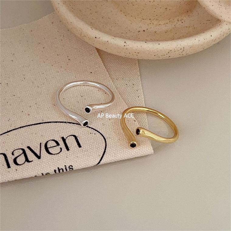 F廠-韓版飾品925純銀黑鋯戒指簡約小紅書INS時尚開口戒指「J911」25.11-1