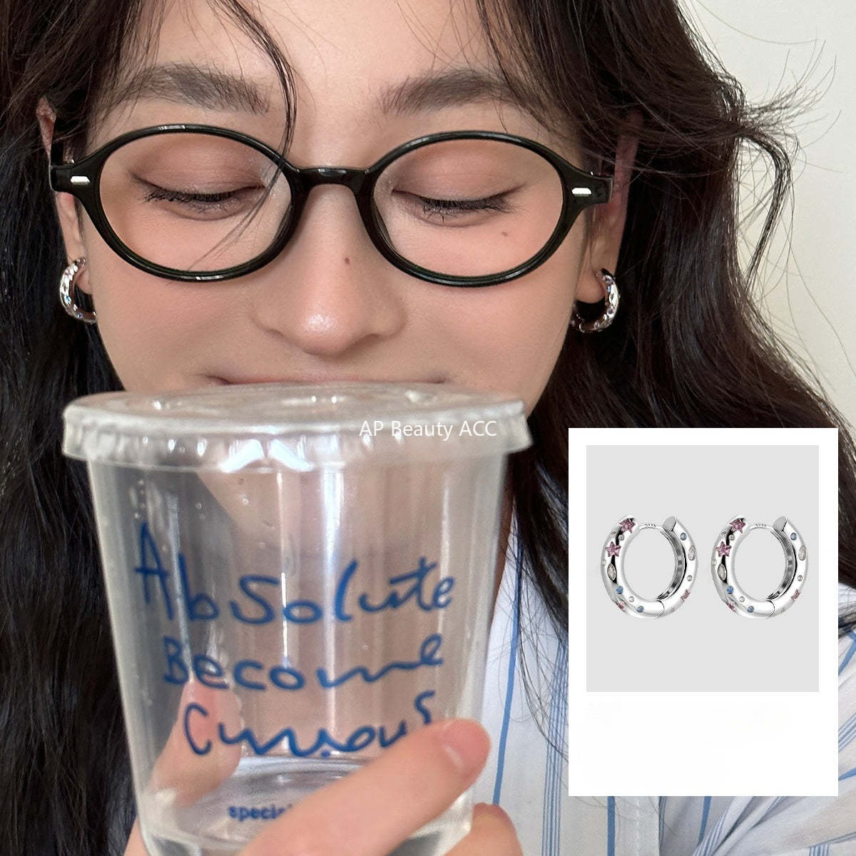 C廠-日韓甜美風幾何星星鋯石耳環女小眾簡約銀針耳圈個性精緻百搭耳扣「EH-4135」25.12-2