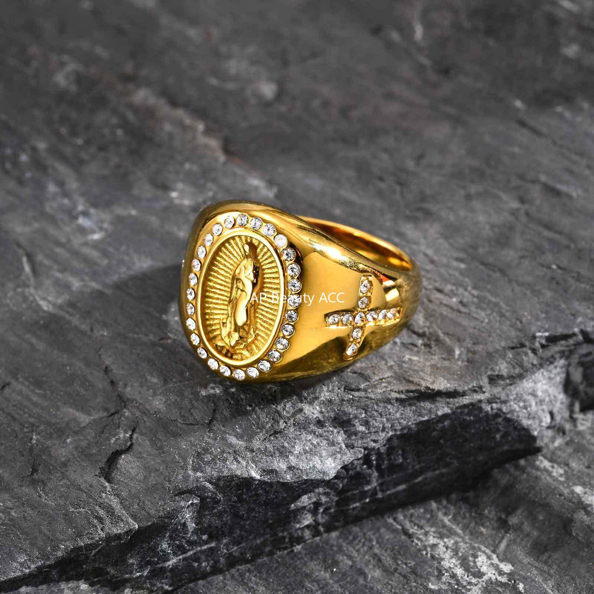 G廠-跨境歐美熱銷嘻哈HIPHOP復古瑪利亞指環 時尚鋯石男士鈦鋼「RC-959」25.11-1