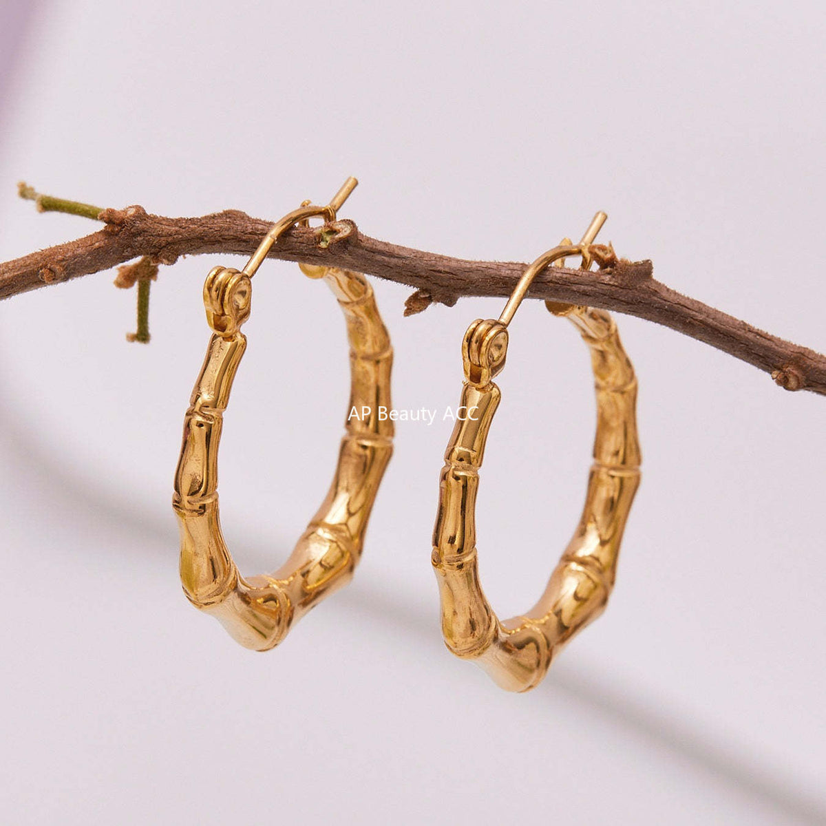 B廠-不鏽鋼幾何竹節U型耳環ins小眾設計耳飾鍍18k真金珠寶首飾「F622」25.10-5