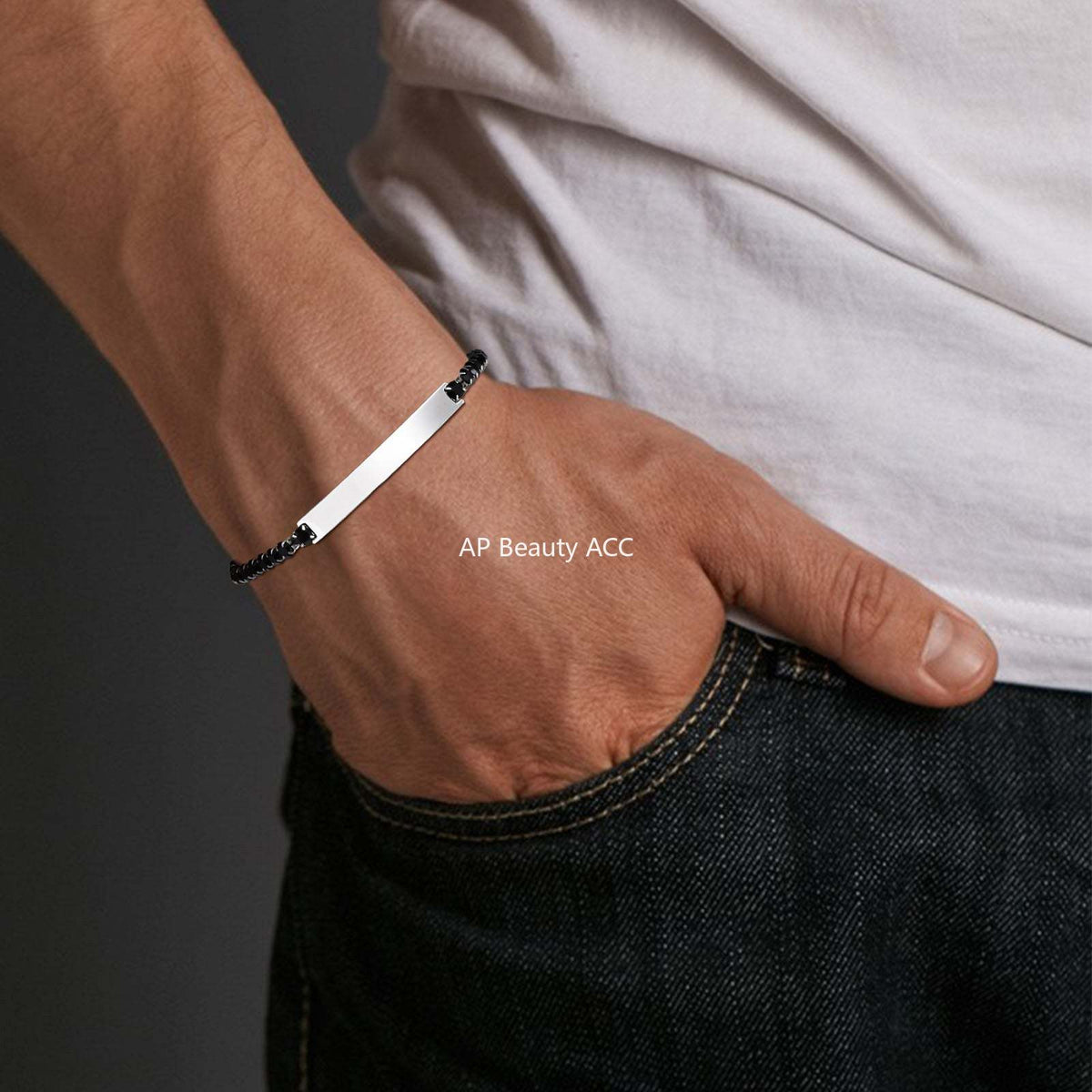 G廠-不鏽鋼歐美簡約百搭黑鋯石鏈小眾感設計彎牌手鍊鋼色「BR-2709」25.12-2