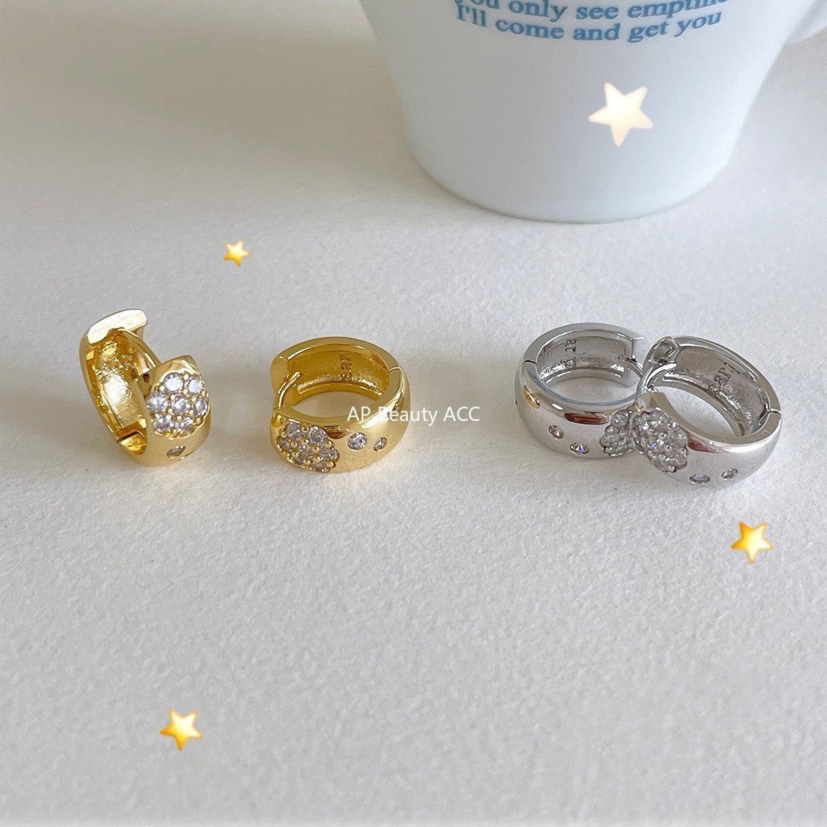 C廠-925銀針鋯石印花耳環女輕奢高級感秋冬氣質耳圈復古歐美字母耳飾「EH-4197」25.11-2