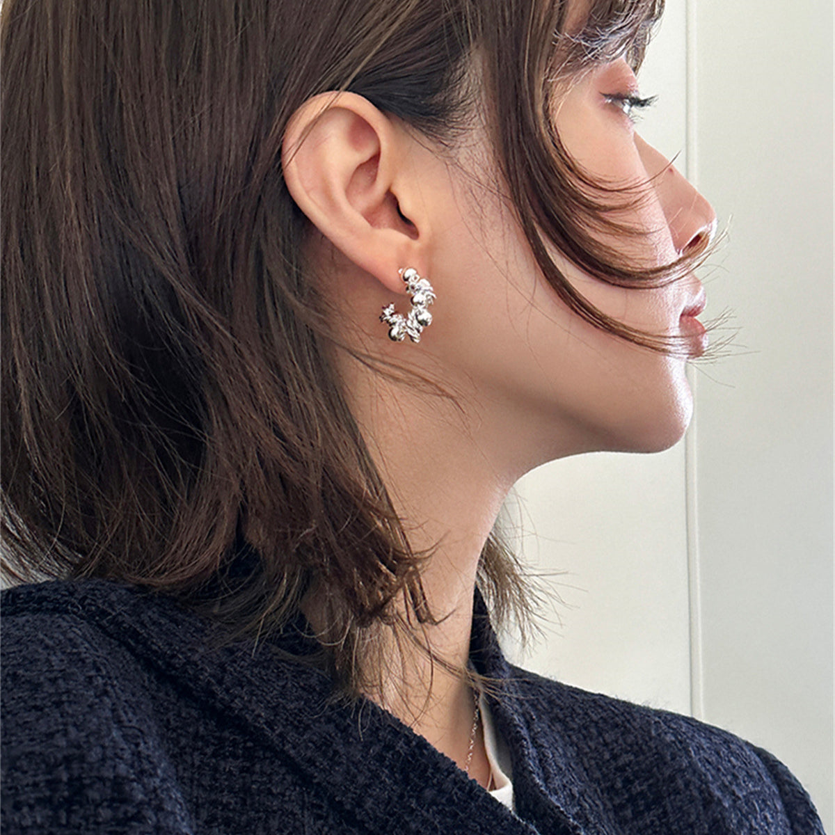 C廠-赫本風復古藤條金屬球耳釘女設計感高級耳環輕奢冷淡風小眾耳飾「EH-3483」25.04-3