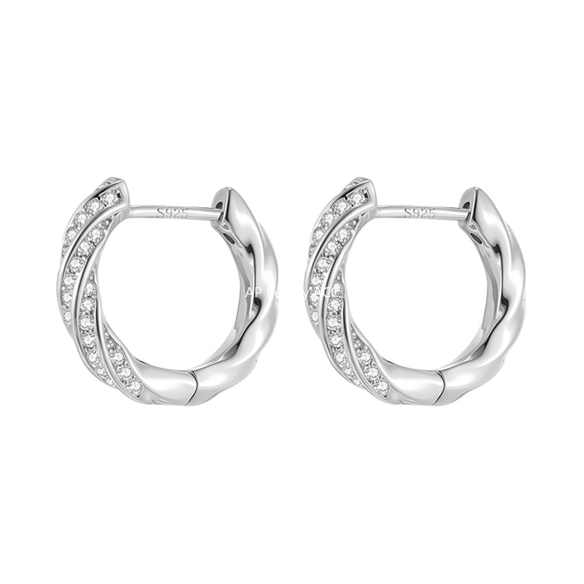 C廠-925銀針莫比烏斯鋯石耳環女輕奢新款百搭ins耳圈小眾設計氣質耳飾「EH-4194」25.10-3