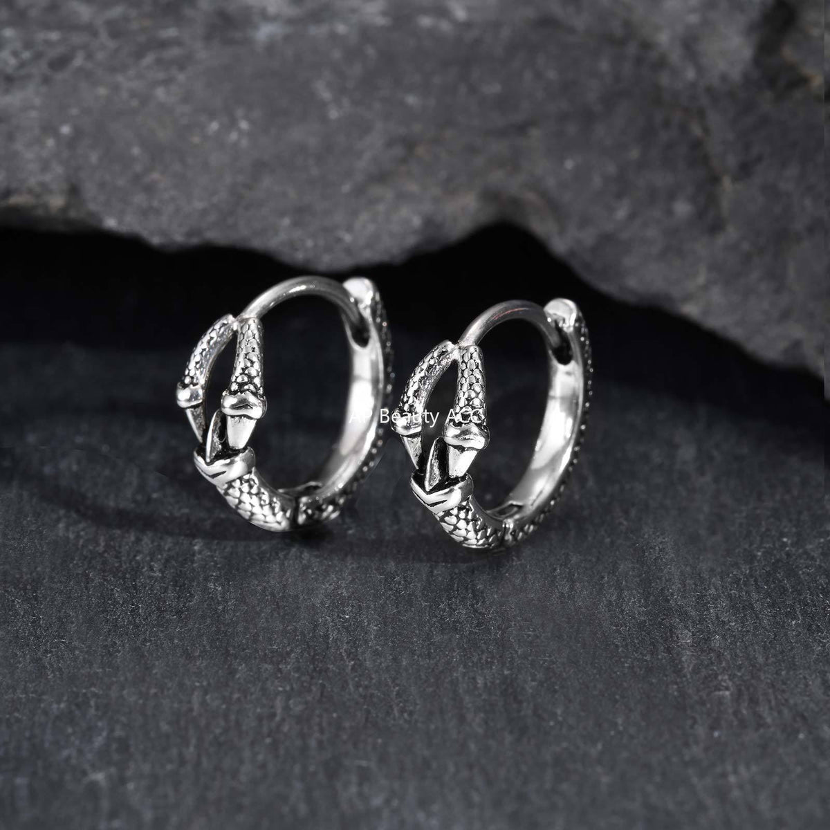 G廠-歐美嘻哈風跨境熱銷不鏽鋼霸氣個性復古幾何紋理爪子耳圈「EH-837S」25.12-2