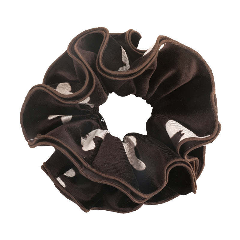 E廠-法式秋冬絲絨印花蝴蝶雙層大腸髮圈女氣質超大丸子頭馬尾頭繩頭飾「27695」25.11-3