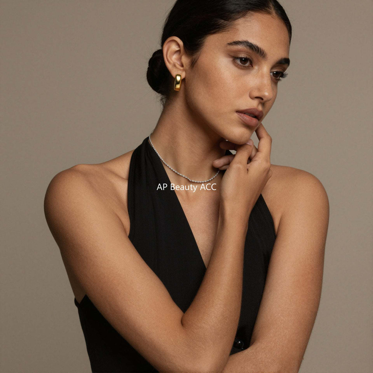 B廠-不鏽鋼滿天星菜花鏈波光粼粼超閃手鍊鎖骨項鍊套裝鍍18k金不掉色「P552」25.12-2