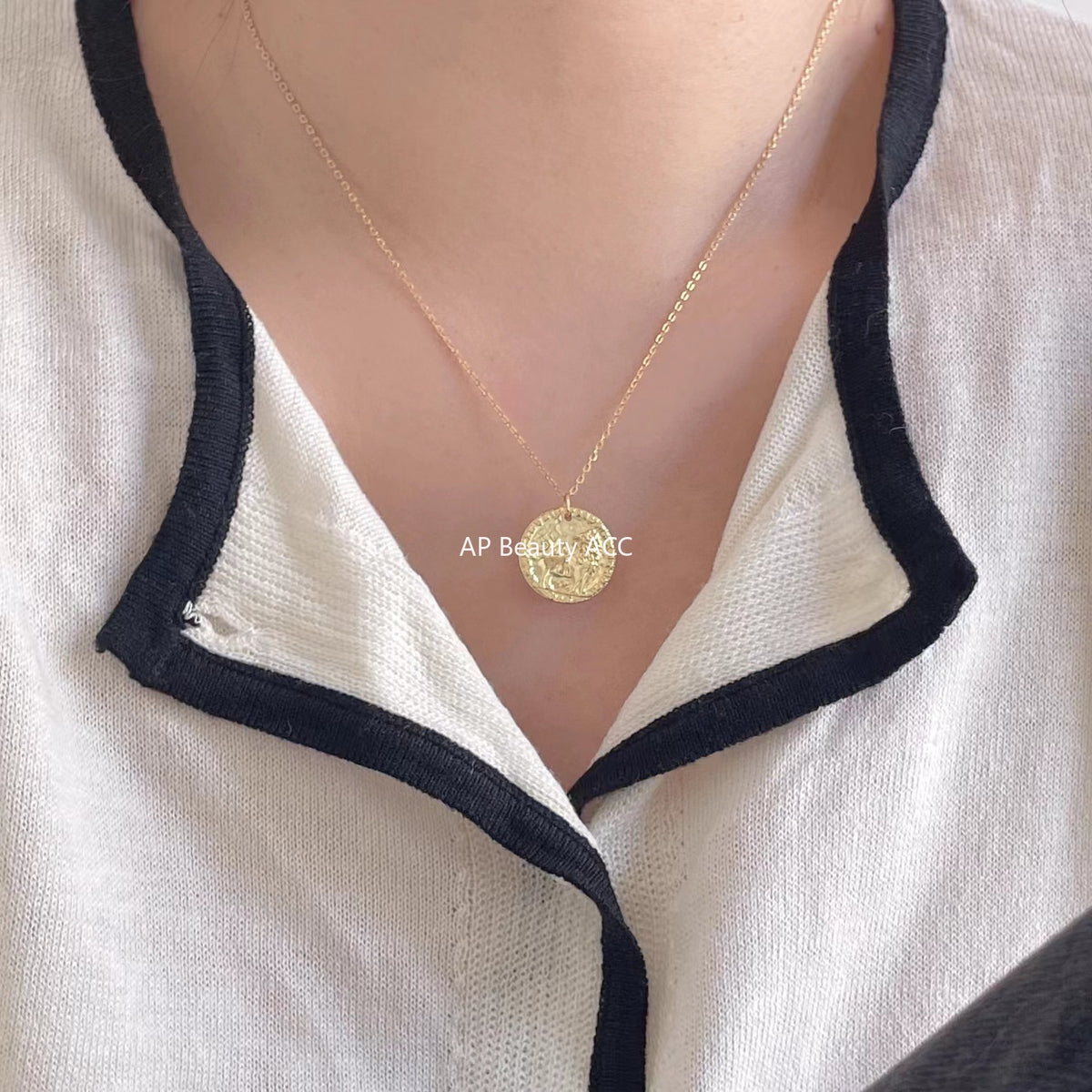 F廠-法式風小眾古典浮雕我是勇敢的小獅子925純銀金色吊墜項「B771」25.11-2