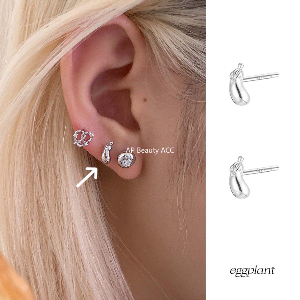 C廠-925銀針蔬菜茄子耳釘女森系小清新獨特牛油果耳環輕奢高級感耳飾「EH-4260」25.11-3