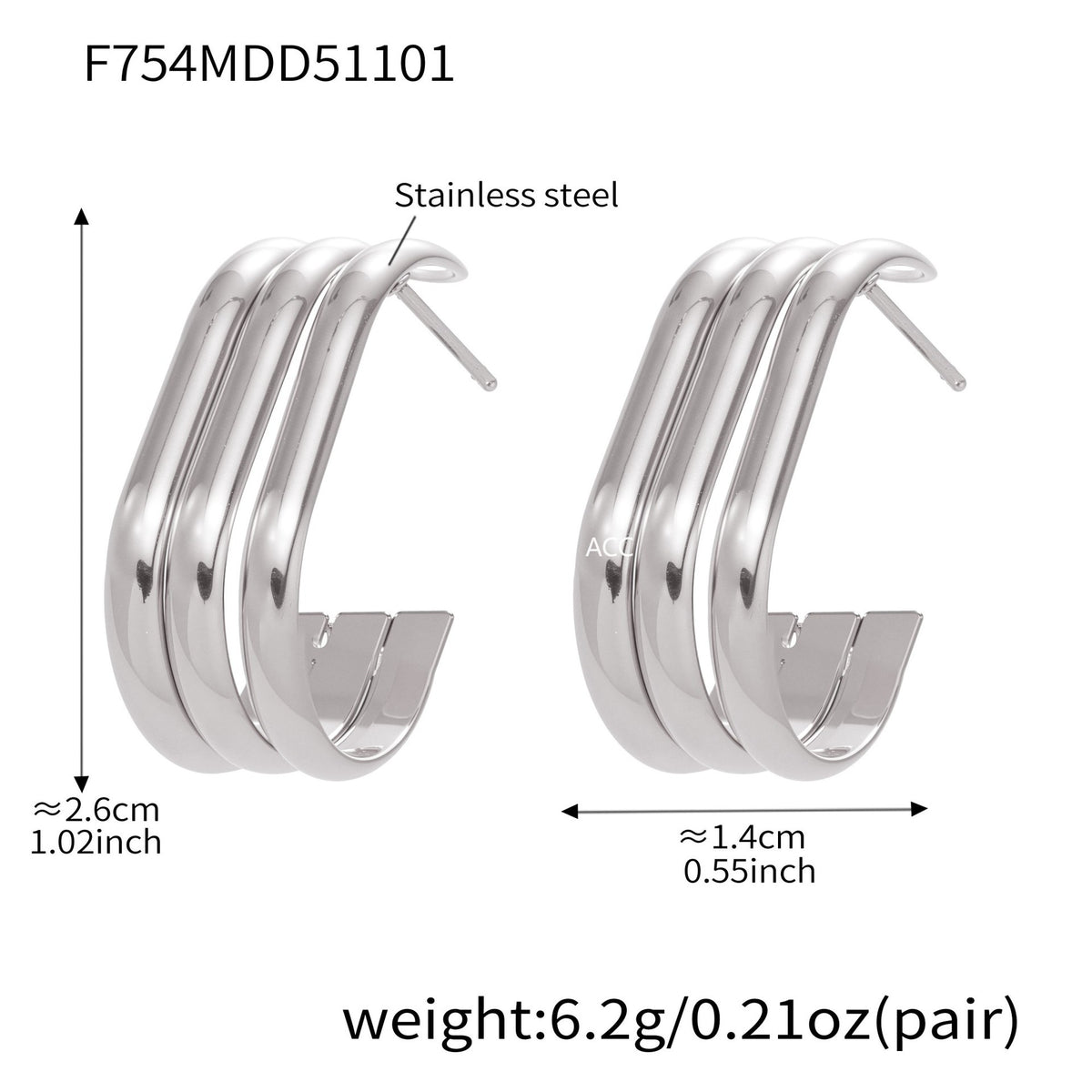 B廠-ins風小眾設計三層愛心形耳環不鏽鋼18k鍍金耳釘不掉色耳飾「F753」25.11-1