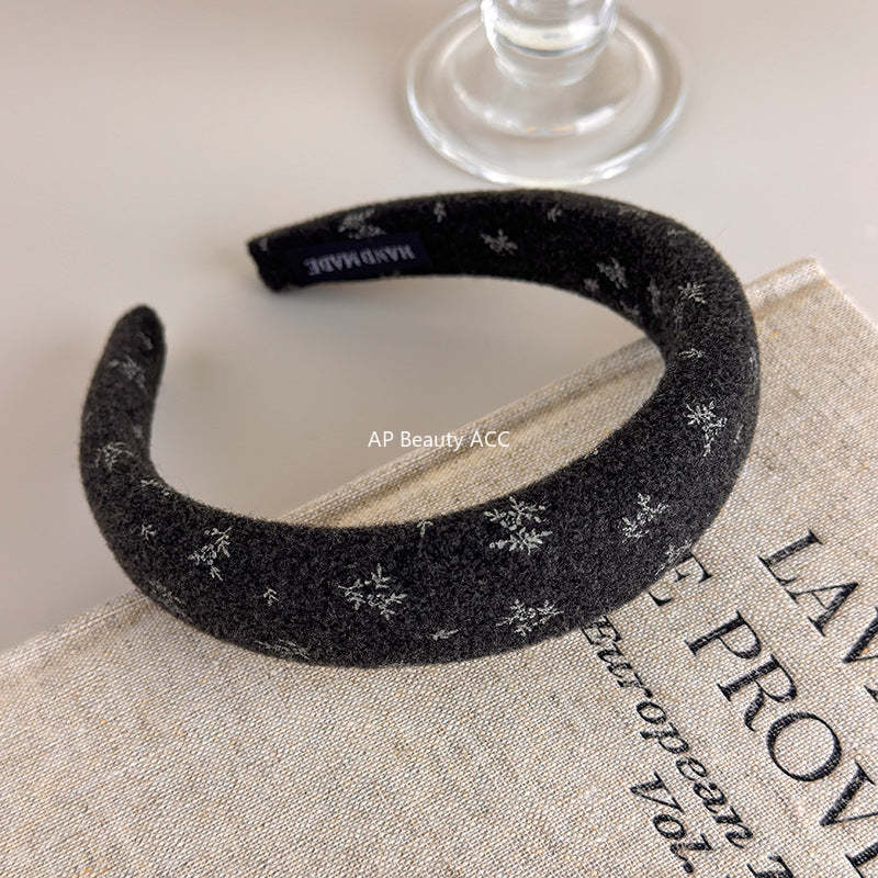 E廠-復古時尚秋冬針織小碎花海綿髮箍女外出壓髮卡氣質百搭高顱頂頭箍「27633」25.11-1