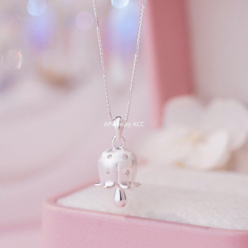 D廠-S925純銀鈴蘭花項鍊甜美森系精美唯美氛圍感小眾可愛鎖骨鏈批發「YC3217N_1」25.11-2